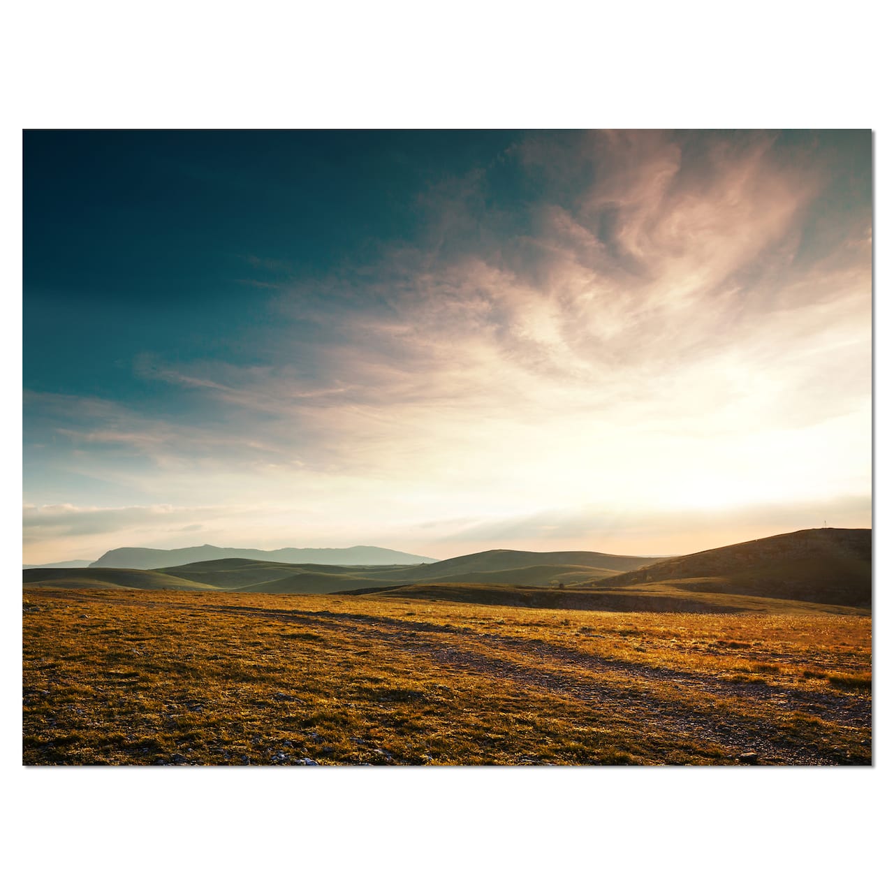 Designart - Pathway over Mountains At Sunset - Oversized Landscape Canvas Art